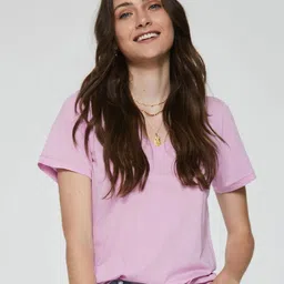 COLOR CAPITAL V-Neck Short Sleeve Relaxed Fit Top-image-23