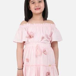 One Friday Girls Self Design Off-Shoulder Cotton Top-picture-16
