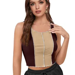 SANJANA  SILK Colourblocked Fitted Crop Top-picture-50