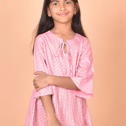 BAESD Girls Striped Tie-Up Neck Gathered A-Line Top-picture-54