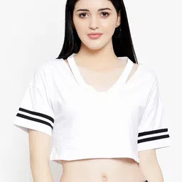 LE BOURGEOIS Women White Solid Crop Top-picture-13