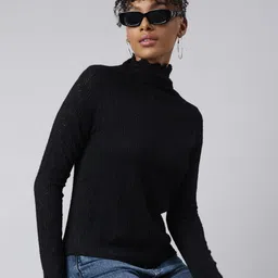 SHOWOFF High Neck Knitted Fitted Top-image-82