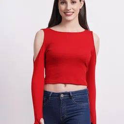 SIGHTBOMB Cold-Shoulder Cotton Top-picture-26