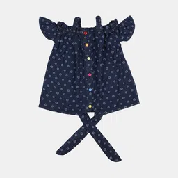 V-Mart Girls Polka Dot Printed Shoulder Straps Tie Ups Cotton A-Line Top image 1