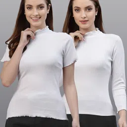 Friskers Women White Pack of 2 Solid Tops-image-80