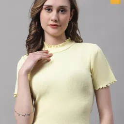 FBAR Pack Of 2 High Neck Bio-Wash Pure Cotton Fitted Crop Tops-picture-10