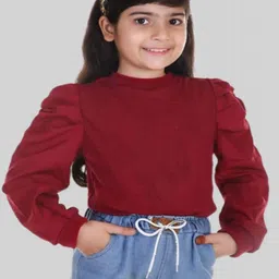 BAESD Girls Round Neck Puff Sleeve Cotton Regular Top-picture-27