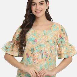 BAESD Floral Printed Square Neck Bell Sleeves Top-picture-17