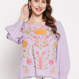 Ruhaans Floral Print Puff Sleeve Top-picture-15
