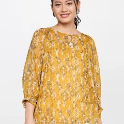 Global Desi Floral Printed Puff Sleeve Top-picture-36