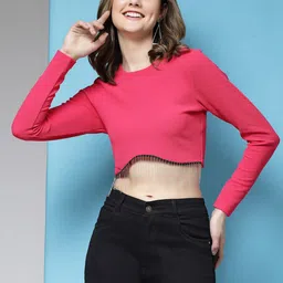 KASSUALLY Round Neck Fringed Crop Top-picture-29