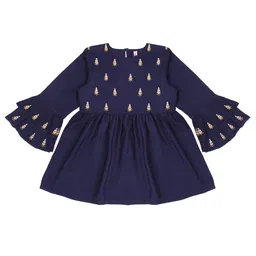 Ishin Navy Blue Geometric A-Line Top-picture-35
