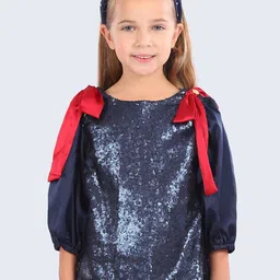 One Friday Girls Sequin Embellished Round Neck With Bow Top-picture-28