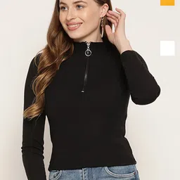 Miaz Lifestyle Pack Of 2 High Neck Long Sleeves Fitted Tops-image-66