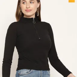 Miaz Lifestyle Pack Of 2 High Neck Long Sleeves Fitted Tops-picture-24