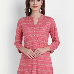 SUTI Print Mandarin Collar High Low Top-picture-35