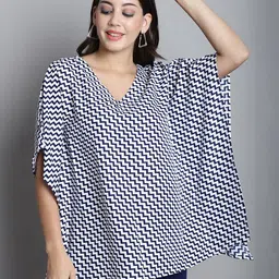 Dressitude Geometric Printed V-Neck Flared Sleeves Kaftan Top-picture-29