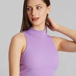 BerryBird High Neck Sleeveless Solid Crop Top-picture-40
