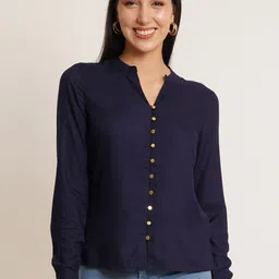IX IMPRESSION Mandarin Collar Shirt Style Top-image-25