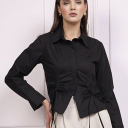 Athena Ruched Cotton Shirt Style Top-picture-35