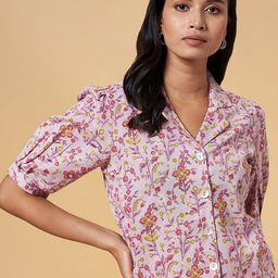 AKKRITI BY PANTALOONS Floral Printed Cotton Shirt Style Top-picture-31