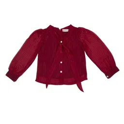 Peppermint Girls Striped Cuffed Sleeves Shirt Style Top-picture-23