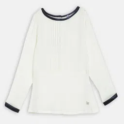 Blue Giraffe Girls White Solid Top image 1