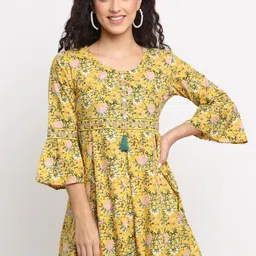 KALINI Yellow Floral Print Empire Longline Top-picture-18