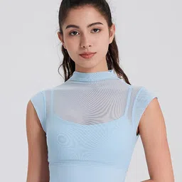 JC Collection High Neck Fitted Crop Sports Top-image-26