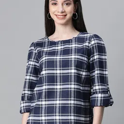 Oxolloxo Checked Organic Cotton Shirt Style Top-image-28