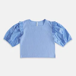 Pantaloons Junior Girls Square Neck Puff Sleeves Cotton Top-picture-53