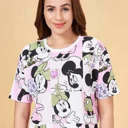 Honey by Pantaloons Mickey & Minnie Printed Round Neck Cotton Crop Top-image-95