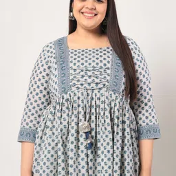 KBZ Plus Size Ethnic Printed Cotton Empire Top-image-15