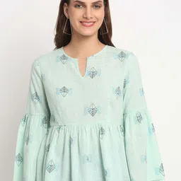 FAABRIQ Conversational Print Bell Sleeve Pure Cotton Peplum Top-picture-31