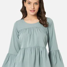 ALL WAYS YOU Bell Sleeves Gathered Detailed Peplum Top-picture-36