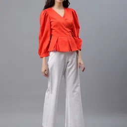 fuchsia PRETTY LOVING THING V-Neck Puff Sleeves Wrap Top-picture-42