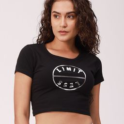 De Moza Black & White Print Crop T-Shirt-picture-3