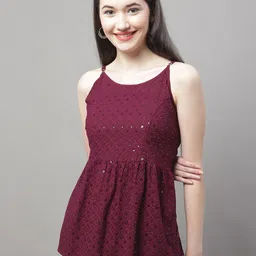 JAINISH Sequinned Empire Longline Top image 1