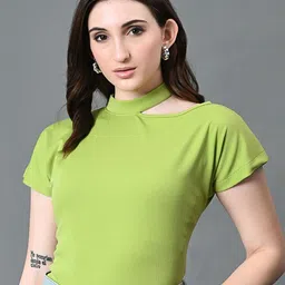Roadster Choker Neck Cut-Out Short Sleeves Top-picture-40