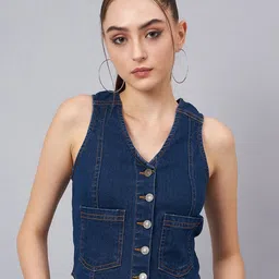 Orchid Blues Cotton Denim SleevelessCrop Top-picture-15