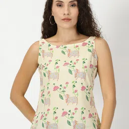 Saffron Threads Ethnic Motifs Printed Boat Neck Cotton Top-picture-37