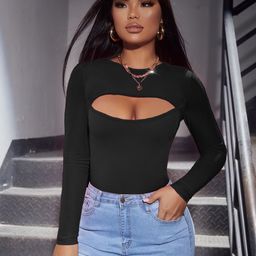 Stylecast X Kotty Black Long Sleeves Cut-Out Fitted Top-picture-45
