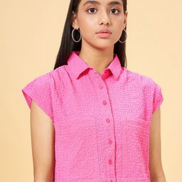 Coolsters by Pantaloons Girls Textured Cotton Shirt Style Crop Top-picture-45