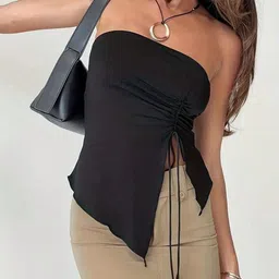 StyleCast Black Off-Shoulder Sleeveless Georgette Regular Top-picture-29