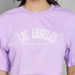 Trend Level Typography Printed Round Neck Drop-Shoulder Sleeves Cotton Crop T-shirt image 2