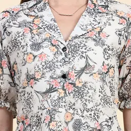 BAESD Floral Printed Lapel Collar Georgette Top image 2