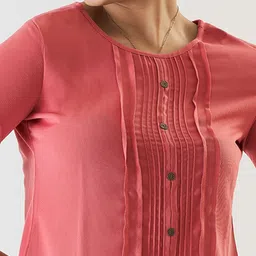 Prettify Pink Pleated Crepe Top image 4