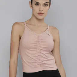 Puma Slim Fit Studio Foundation Ruched Crop Training Tank Sustainable Top image 2