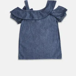 Pantaloons Junior Girls Blue Pure Cotton Top image 4