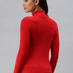 SHOWOFF Women Red Fitted Acrylic Top image 5